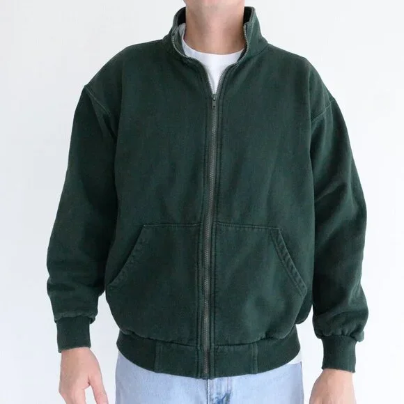 Vintage King Athletics Hunter Green Zip Up Sweater Size Medium Made In Canada - Picture 3 of 9